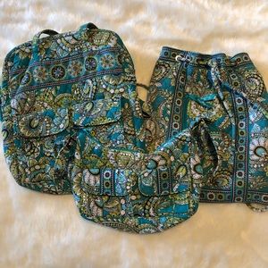 3 Vera Bradley Bags. Tote, Cinch Sack, & Sm Purse